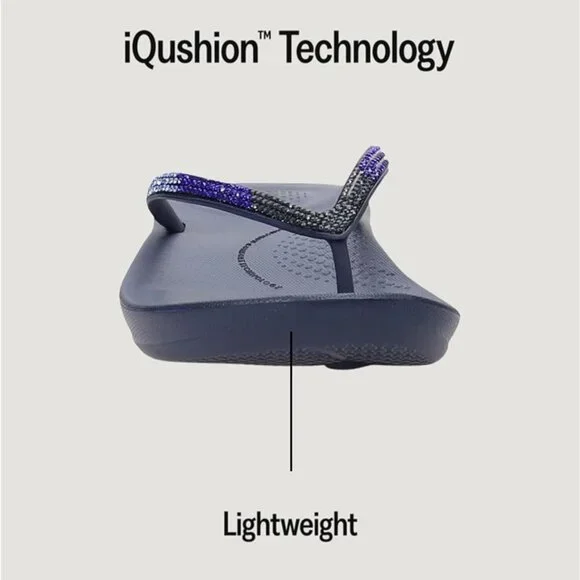 FitFlop Womens Size 5 Flip Flops Navy Ombre IQushion Ergonomic Arch Support - Picture 5 of 8